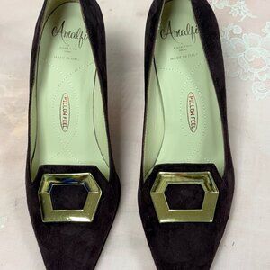 NEW-Amalfi by Rangoni-Women-Burgundy Leather heel Dress shoes.Sz-7N./EUR-37.5N